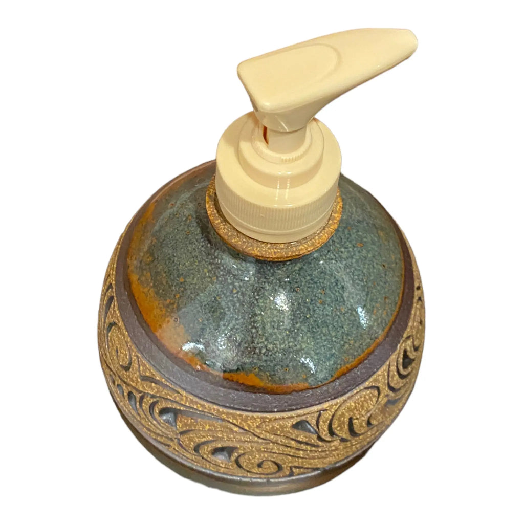 Green Carved Soap Dispenser Blaisdell