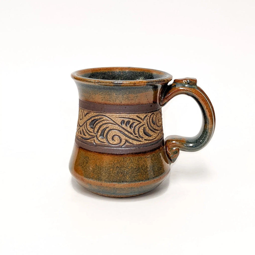 Green Carved Mug Blaisdell