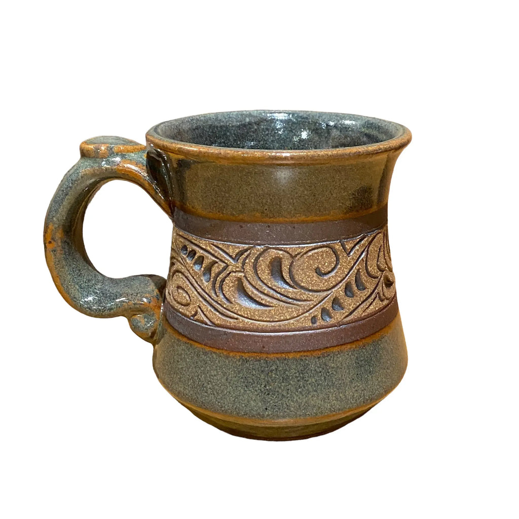 Green Carved Mug Blaisdell