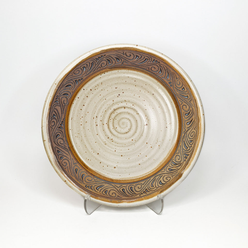 Carved Speckled Tan Platter Blaisdell