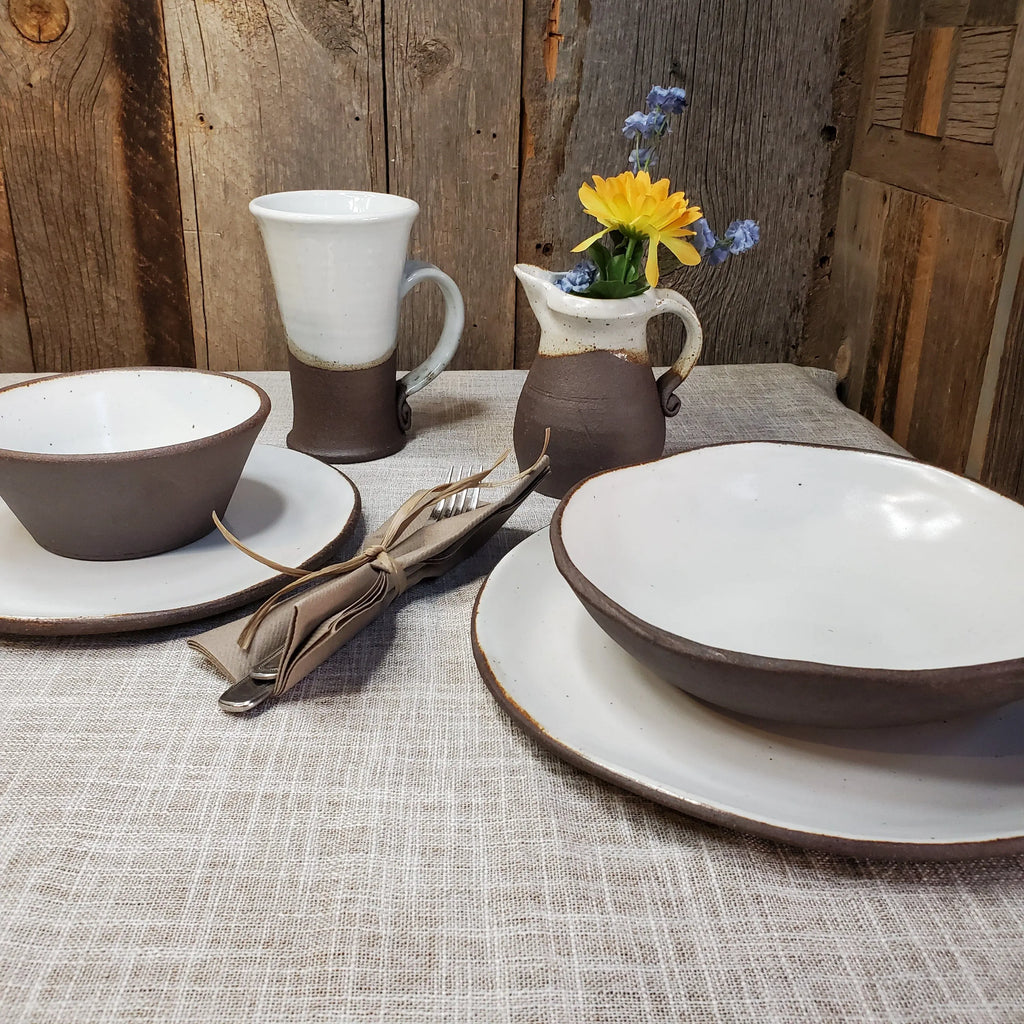 White Satin Dinnerware Place Setting Ashcraft